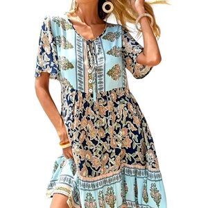 BOHEMIAN FLORAL PRINT DRESS
